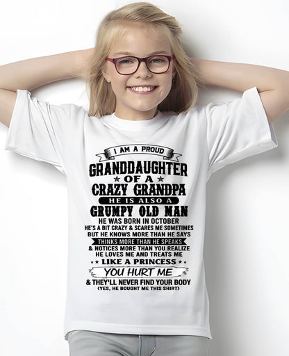 OCTOBER - PROUD GRANDDAUGHTER OF A CRAZY GRANDPA - FROM GRANDPA - TLEE10 (SKU2607-114-10)