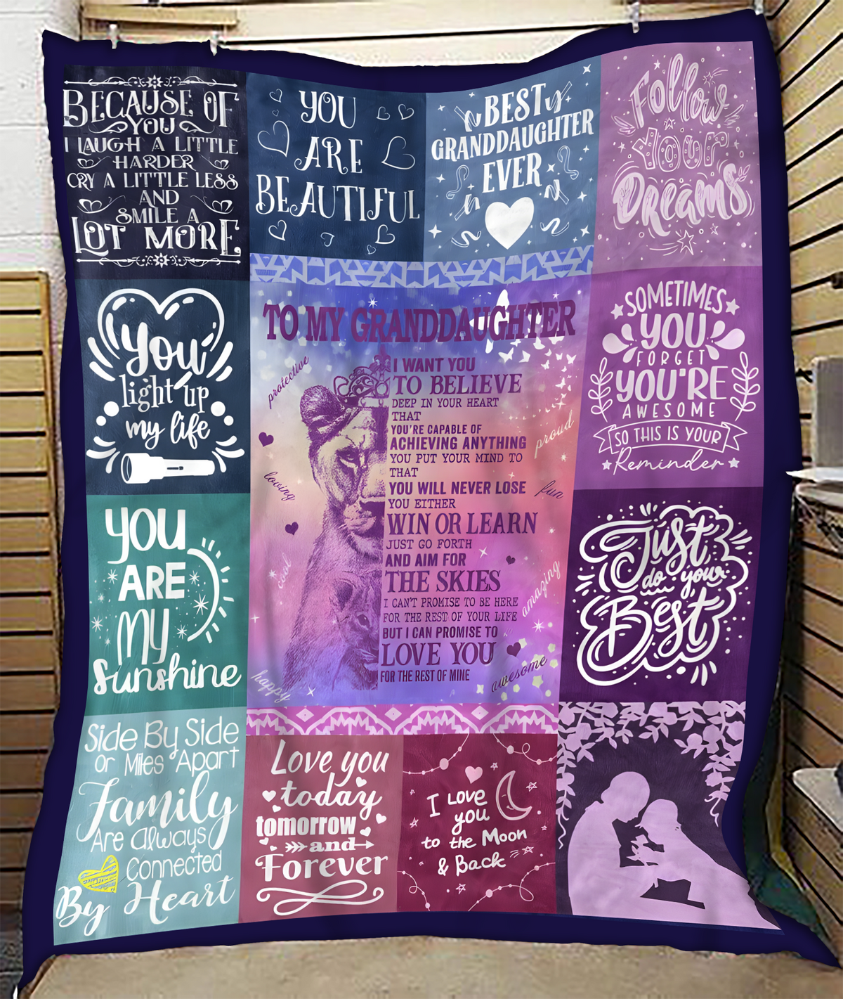 BLANKET FOR GRANDDAUGHTER – COMFORT & WARMTH GIFT FROM GRANDPARENTS  Sherpa Fleece Quilt Blanket NTTD00 (SKUB11-BLK-04)