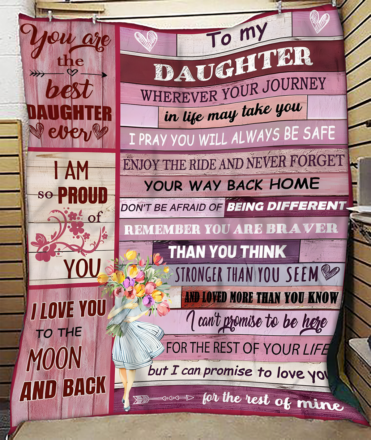 BLANKET FOR DAUGHTER – COMFORT & WARMTH GIFT FROM MOM Sherpa Fleece Quilt Blanket NTTD00 (SKUB11-BLK-01)