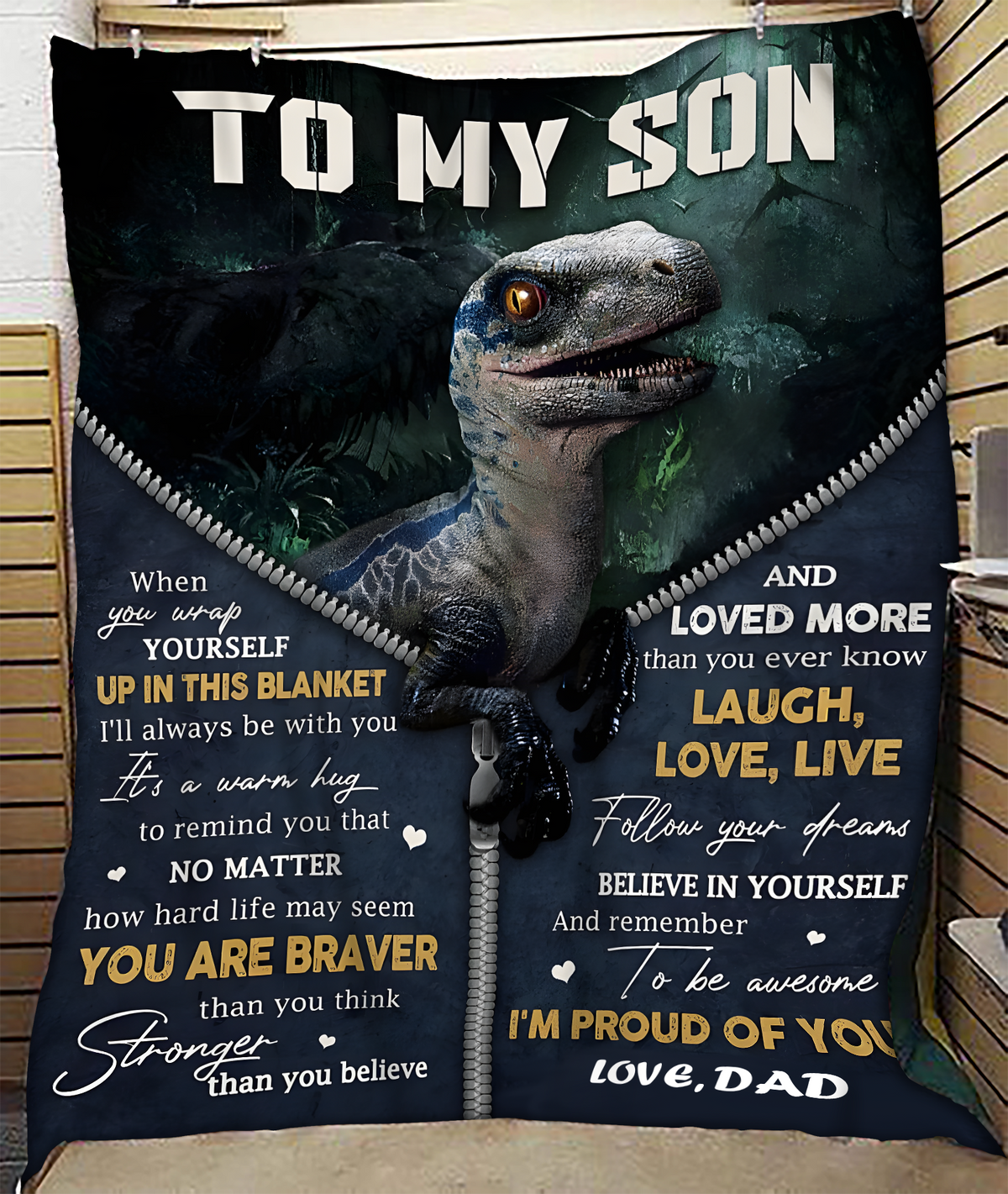 BLANKET FOR SON – COMFORT & WARMTH GIFT FROM DAD Sherpa Fleece Quilt Blanket NTTD00 (SKUB-BLK-DADS1)