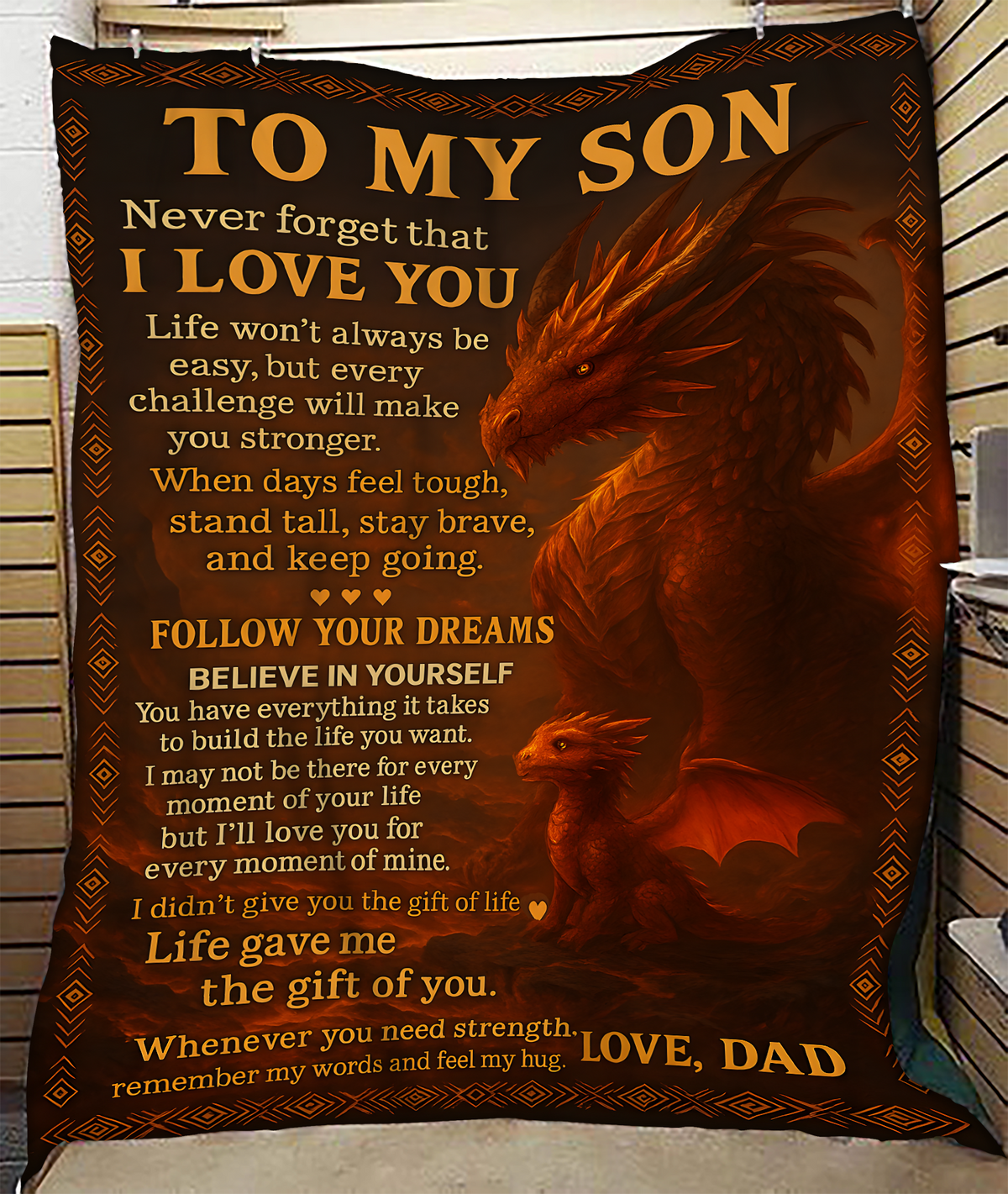 BLANKET FOR SON - GIFT FROM DAD - COMFORT & WARMTH GIFT NTTD00 (SKUB-DAD-DT00)