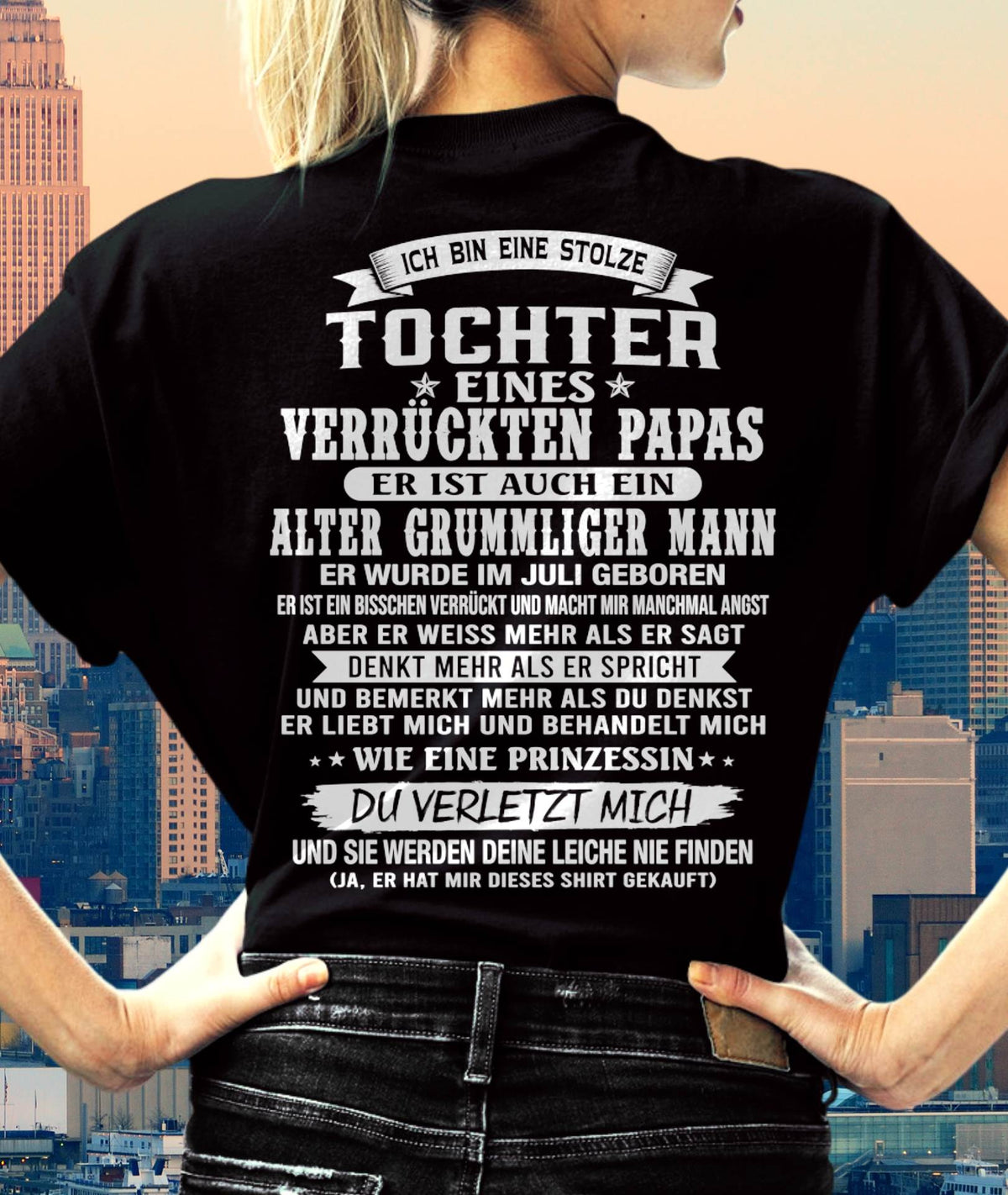 JULI / TOCHTER EINES VERRÜCKTEN PAPAS SHIRT - GESCHENK VOM PAPA  - TLEE07 (SKU2606-230-07)