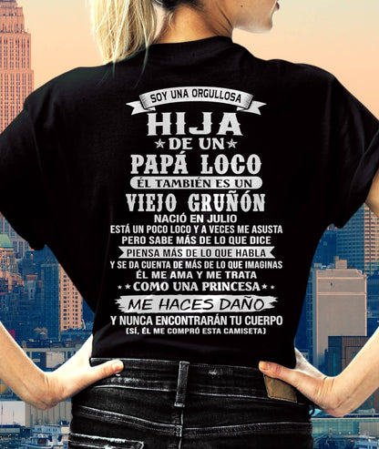 JULIO / HIJA DE UN PAPÁ LOCO SHIRT - REGALO DE PAPÁ  - TLEE07 (SKU2606-229-07)