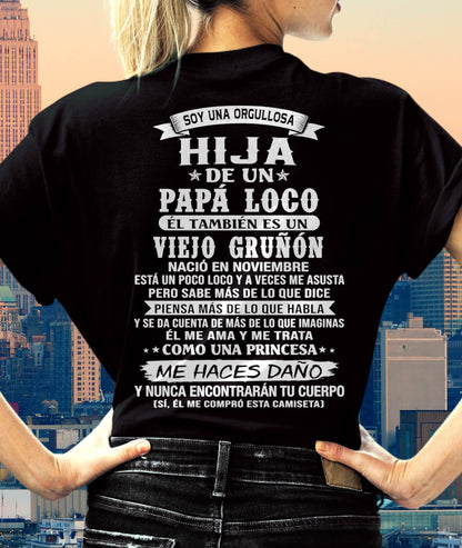 NOVIEMBRE / HIJA DE UN PAPÁ LOCO SHIRT - REGALO DE PAPÁ  - TLEE11 (SKU2606-229-11)