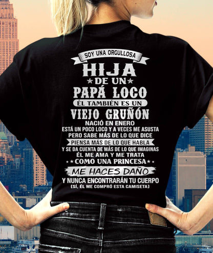 ENERO / HIJA DE UN PAPÁ LOCO SHIRT - REGALO DE PAPÁ  - TLEE01 (SKU2606-229-01)