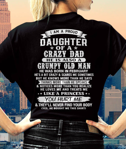 FEBRUARY - PROUD DAUGHTER OF A CRAZY DAD - FROM DAD - TLEE02 (SKU2606-70-02)