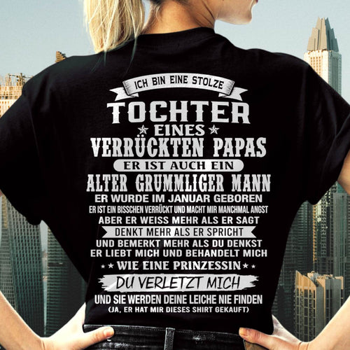 JANUAR / TOCHTER EINES VERRÜCKTEN PAPAS SHIRT - GESCHENK VOM PAPA  - TLEE01 (SKU2606-230-01)