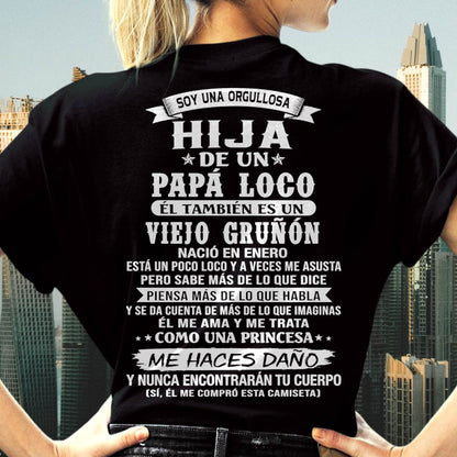 ENERO / HIJA DE UN PAPÁ LOCO SHIRT - REGALO DE PAPÁ  - TLEE01 (SKU2606-229-01)