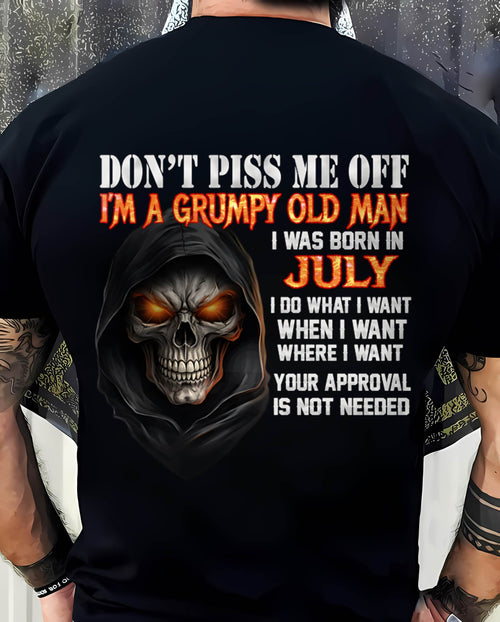JULY BORN GRUMPY OLD MAN SKULL T-SHIRT – FUNNY ATTITUDE SHIRT - FOR MAN - TLEE07 (SKU2603-323-07)