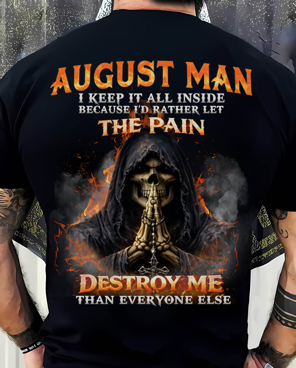AUGUST MAN SKULL SHIRT – I KEEP IT ALL INSIDE DARK GOTHIC T-SHIRT - FOR MAN - TLEE08 (SKU2604-136-08)