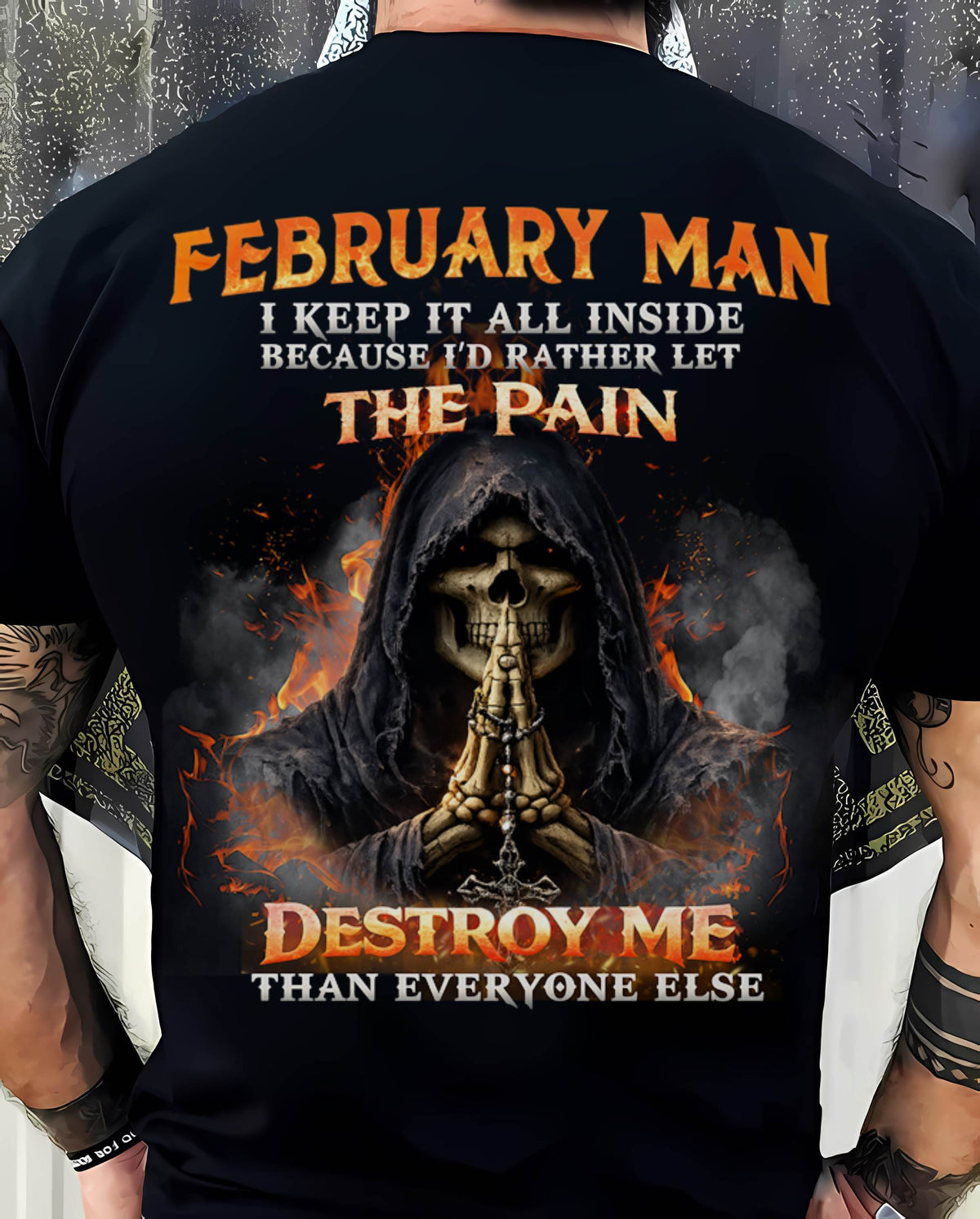 FEBRUARY MAN SKULL SHIRT – I KEEP IT ALL INSIDE DARK GOTHIC T-SHIRT - FOR MAN - TLEE02 (SKU2604-136-02)