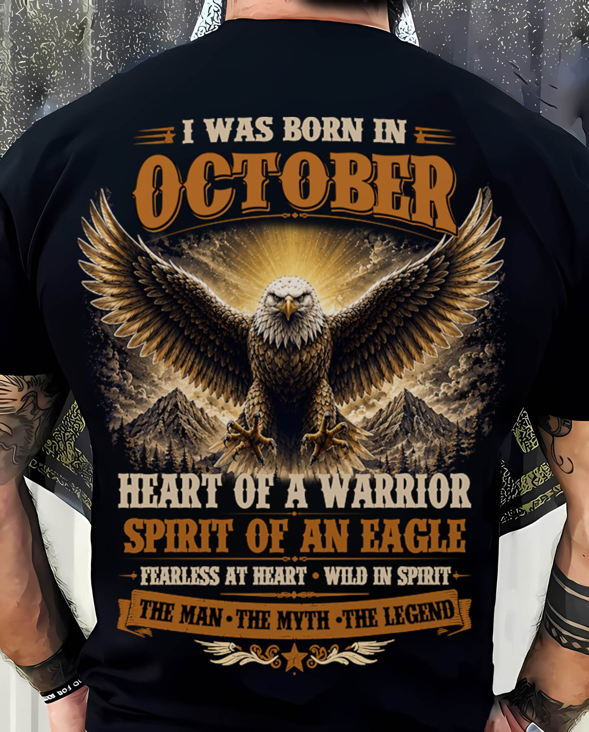 OCTOBER BORN WARRIOR EAGLE SHIRT DESIGN - FOR MAN - TLEE10 (SKU2605-225-10)
