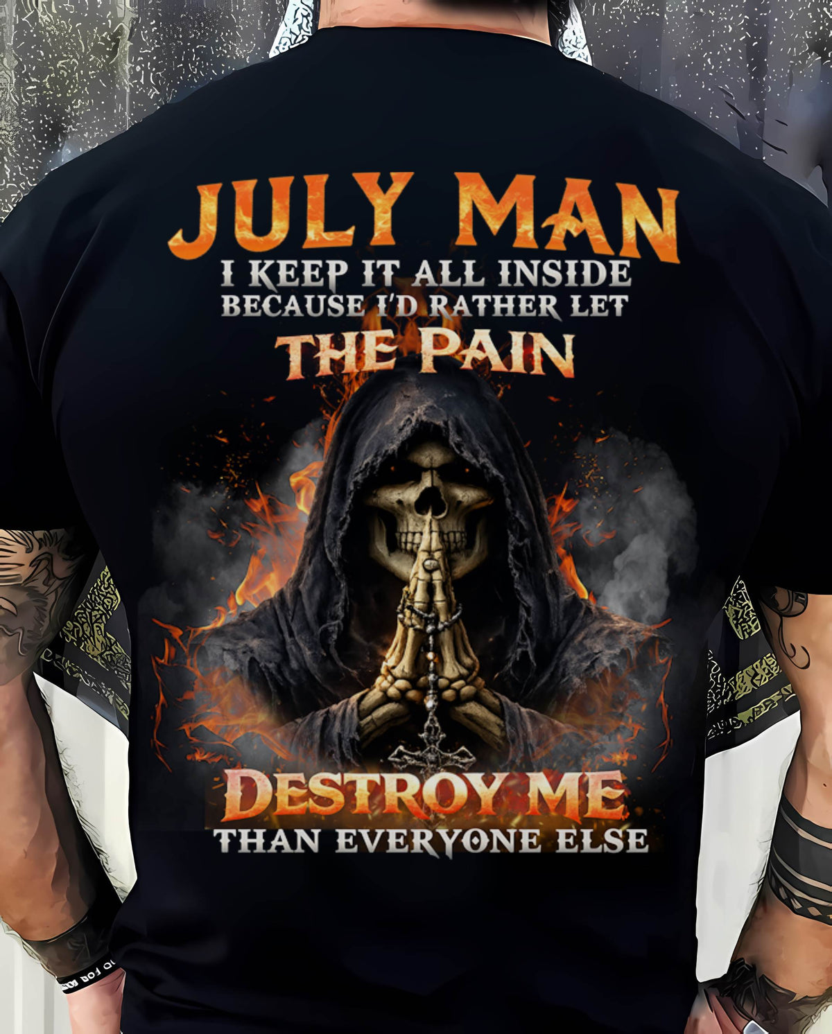 JULY MAN SKULL SHIRT – I KEEP IT ALL INSIDE DARK GOTHIC T-SHIRT - FOR MAN - TLEE07 (SKU2604-136-07)