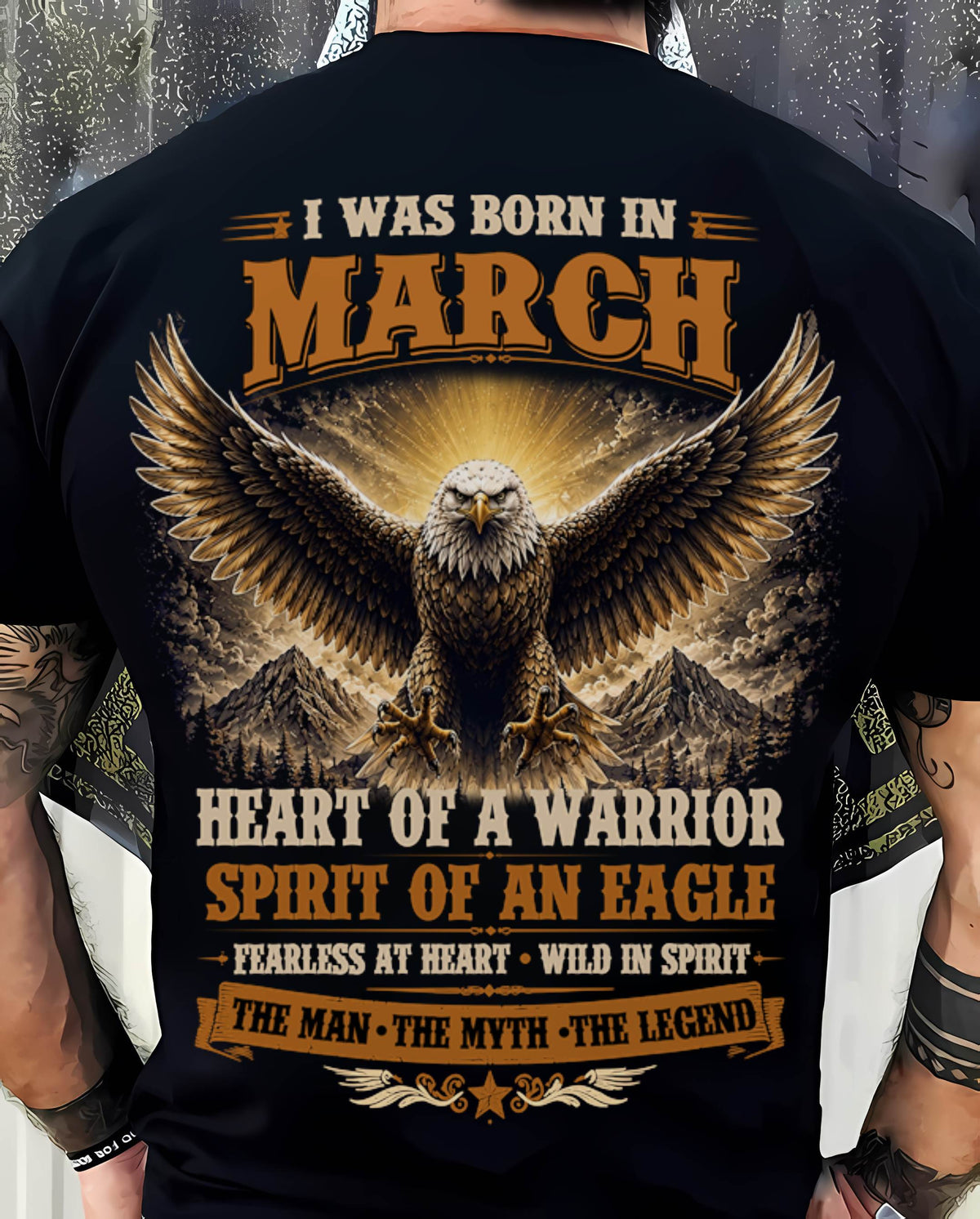 MARCH BORN WARRIOR EAGLE SHIRT DESIGN - FOR MAN - TLEE03 (SKU2605-225-03)