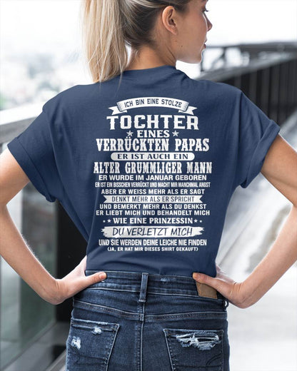 JANUAR / TOCHTER EINES VERRÜCKTEN PAPAS SHIRT - GESCHENK VOM PAPA  - TLEE01 (SKU2606-230-01)