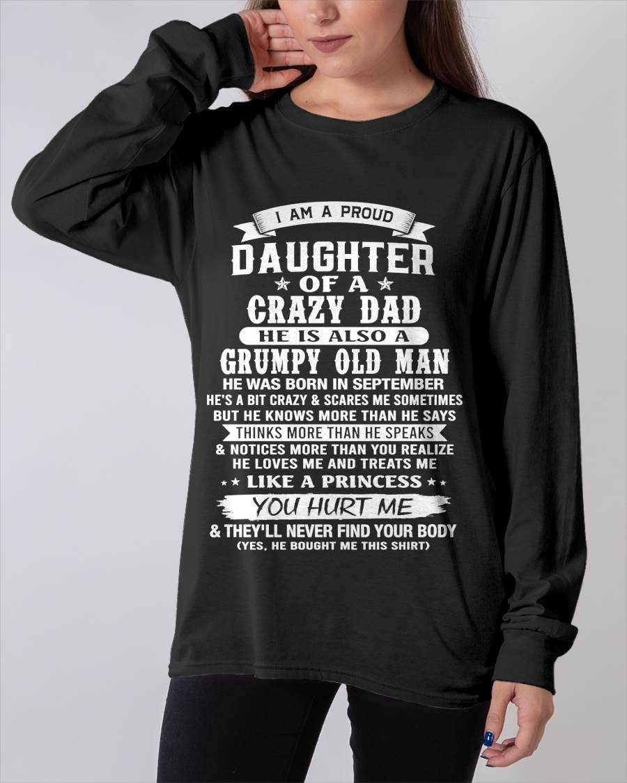 SEPTEMBER CRAZY DAD PROUD DAUGHTER SHIRT - FROM DAD - TLEE09 (SKU2607-221-09)