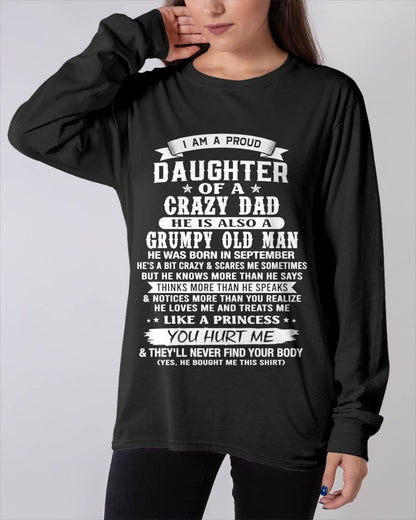 SEPTEMBER CRAZY DAD PROUD DAUGHTER SHIRT - FROM DAD - TLEE09 (SKU2607-221-09)