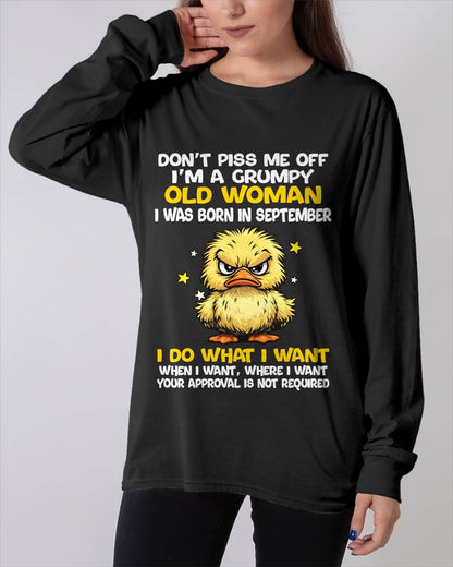 SEPTEMBER BORN - GRUMPY OLD WOMAN FUNNY DUCK SHIRT - FOR WOMEN - TLEE09 (SKU2603-236-09)