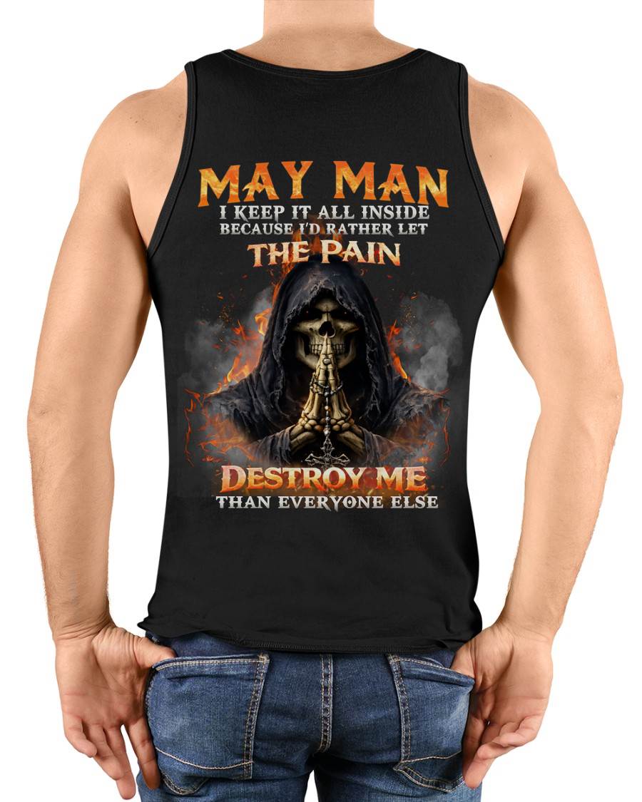 MAY MAN SKULL SHIRT – I KEEP IT ALL INSIDE DARK GOTHIC T-SHIRT - FOR MAN - TLEE05 (SKU2604-136-05)