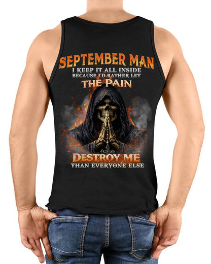 SEPTEMBER MAN SKULL SHIRT – I KEEP IT ALL INSIDE DARK GOTHIC T-SHIRT - FOR MAN - TLEE09 (SKU2604-136-09)