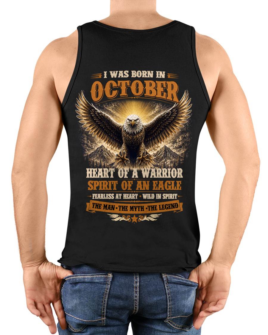 OCTOBER BORN WARRIOR EAGLE SHIRT DESIGN - FOR MAN - TLEE10 (SKU2605-225-10)