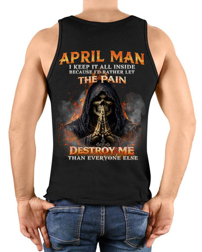 APRIL MAN SKULL SHIRT – I KEEP IT ALL INSIDE DARK GOTHIC T-SHIRT - FOR MAN - TLEE04 (SKU2604-136-04)