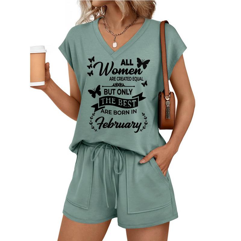 FEBRUARY - V-NECK SHORT SET W02 -  FOR WOMEN - TLEE02 (SKU2607-124-02)