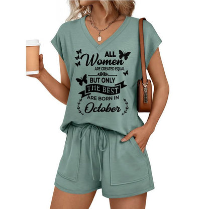 OCTOBER - V-NECK SHORT SET W02 -  FOR WOMEN - TLEE10 (SKU2607-124-10)