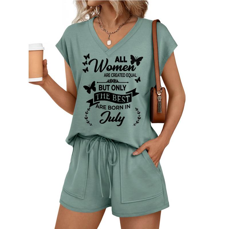 JULY - V-NECK SHORT SET W02 -  FOR WOMEN - TLEE07 (SKU2607-124-07)