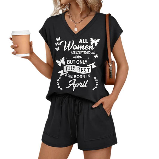 APRIL - V-NECK SHORT SET W02 -  FOR WOMEN - TLEE04 (SKU2607-125-04)