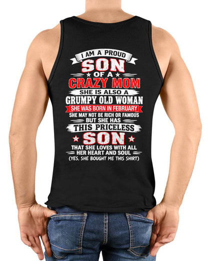 FEBRUARY CRAZY MOM & PROUD SON SHIRT - FROM MOM - TLEE02 (SKU2610-744-02)