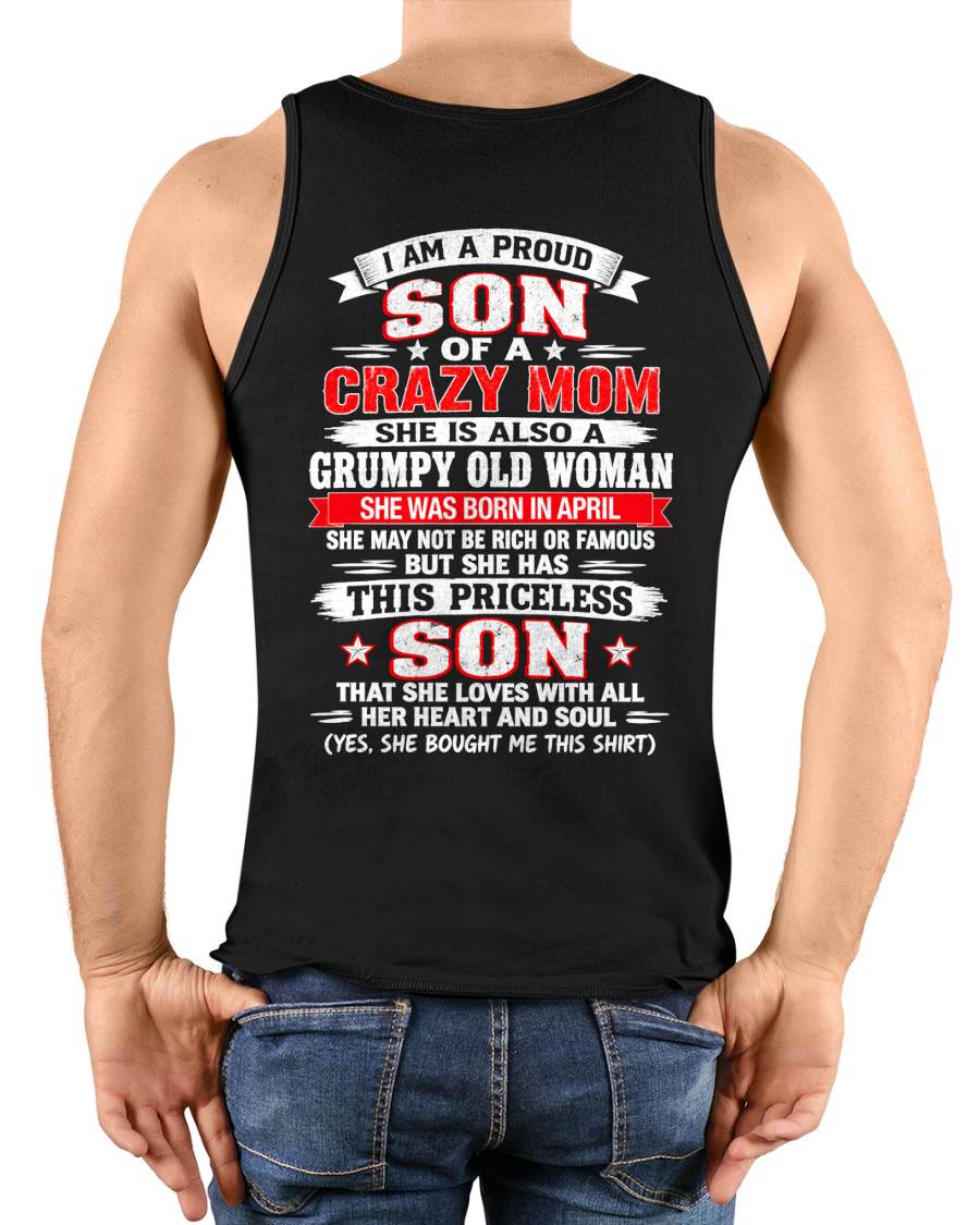 APRIL CRAZY MOM & PROUD SON SHIRT - FROM MOM - TLEE04 (SKU2610-744-04)