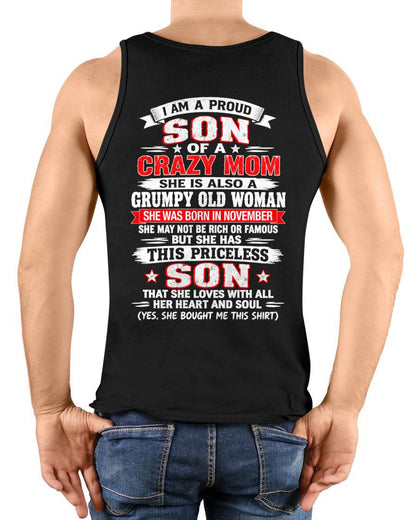 NOVEMBER CRAZY MOM & PROUD SON SHIRT - FROM MOM - TLEE11 (SKU2610-744-11)