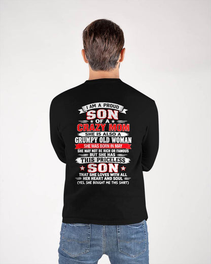 MAY CRAZY MOM & PROUD SON SHIRT - FROM MOM - TLEE05 (SKU2610-744-05)