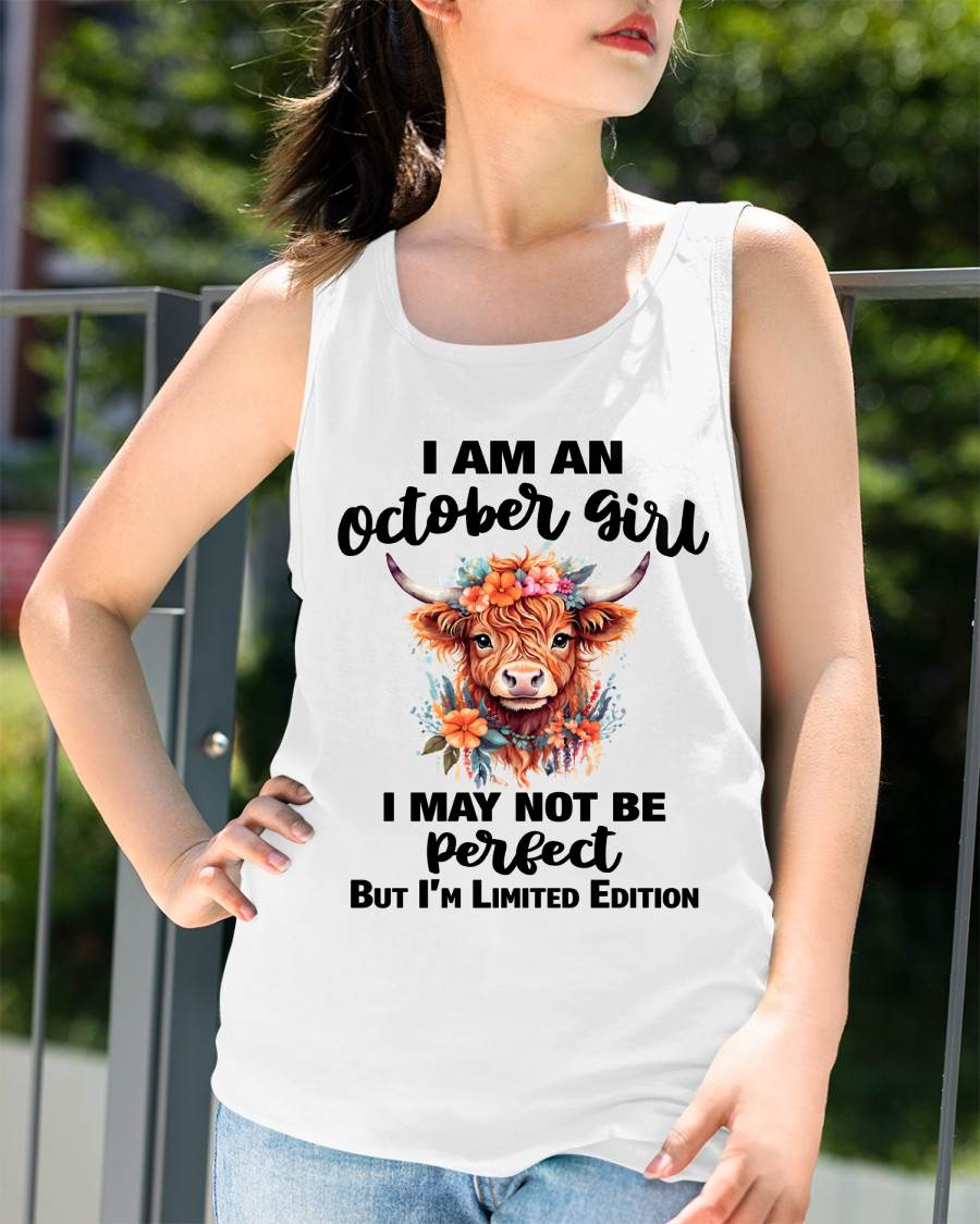OCTOBER GIRL FLORAL HIGHLAND COW TEE - FOR WOMEN - TLEE10 (SKU2607-278-10)