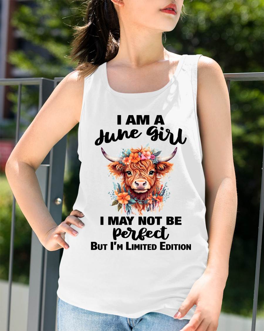 JUNE GIRL FLORAL HIGHLAND COW TEE - FOR WOMEN - TLEE06 (SKU2607-278-06)