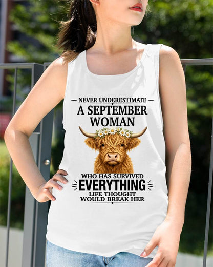 SEPTEMBER WOMAN HIGHLAND COW SHIRT - FOR WOMEN - TLEE09 (SKU2606-158-09)