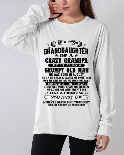 AUGUST - PROUD GRANDDAUGHTER OF A CRAZY GRANDPA - FROM GRANDPA - TLEE08 (SKU2607-114-08)