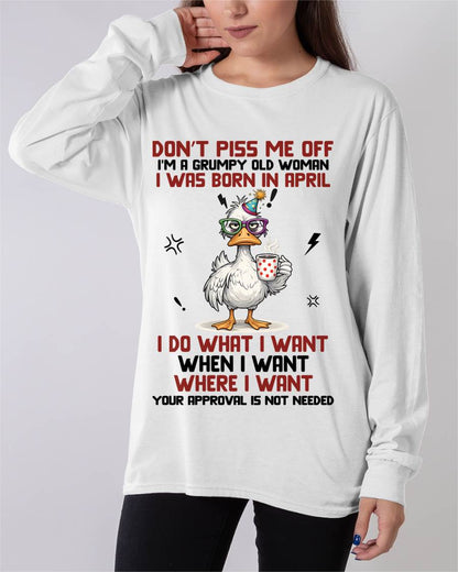 APRIL BORN – FEISTY WOMAN, DON’T TEST ME, I LIVE MY WAY - FOR WOMEN - TLEE04 (SKU2603-333-04)