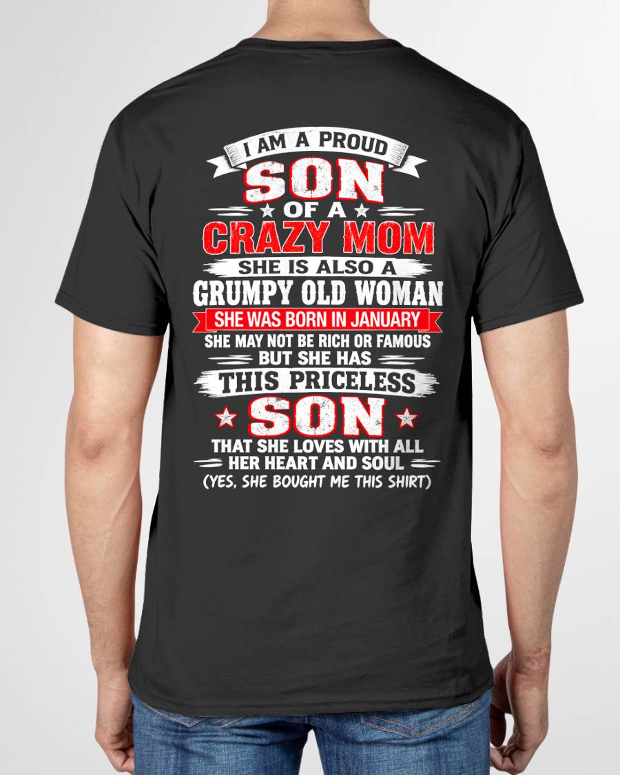 JANUARY CRAZY MOM & PROUD SON SHIRT - FROM MOM - TLEE01 (SKU2610-744-01)