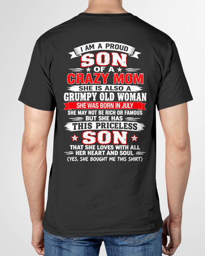JULY CRAZY MOM & PROUD SON SHIRT - FROM MOM - TLEE07 (SKU2610-744-07)