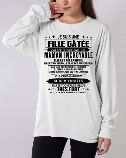 AVRIL - T-SHIRT JE SUIS UNE FILLE CHANCEUSE – CADEAU TOUCHANT DE MAMAN INCROYABLE - frTLEE04 (SKU26T-0190-04)