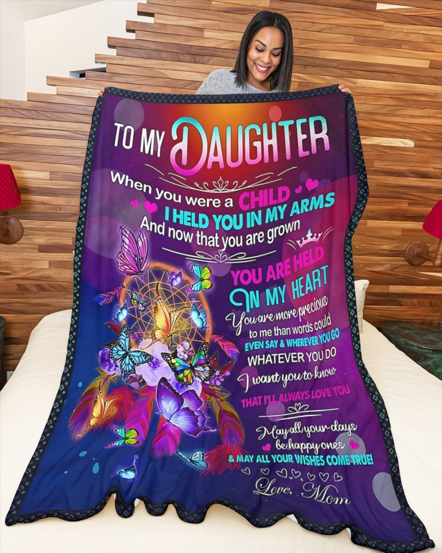 TO MY DAUGHTER - GIFT FOR DAUGHTER - Sherpa Fleece Quilt Blanket (SKUB-BLK-MOM00)