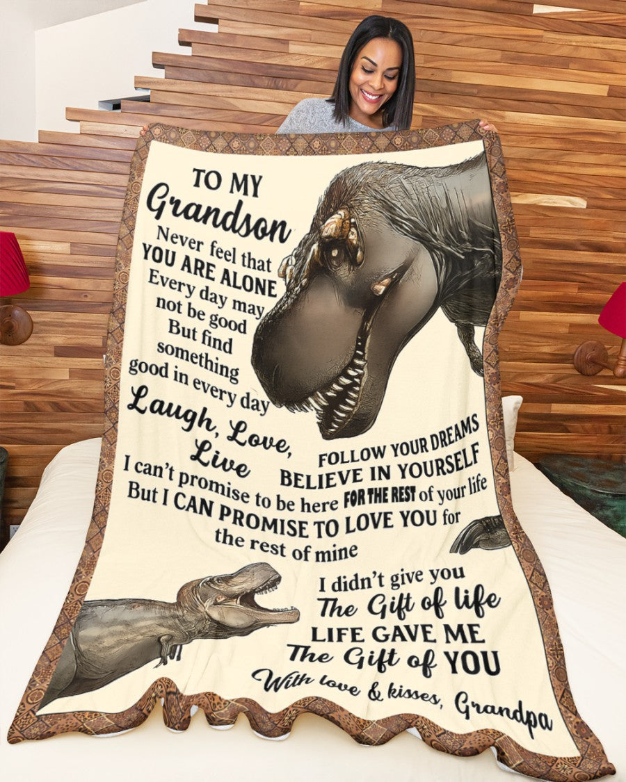 BLANKET FOR GRANDSON – COMFORT & WARMTH GIFT FROM GRANDPA  Sherpa Fleece Quilt Blanket NTTD00 (SKUB-BLK-GPKL)