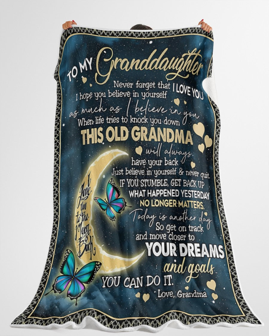 BLANKET FOR GRANDDAUGHTER – COMFORT & WARMTH GIFT FROM GRANDMA  Sherpa Fleece Quilt Blanket NTTD00 (SKUB-BLK-GMD2)