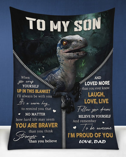 BLANKET FOR SON – COMFORT & WARMTH GIFT FROM DAD Sherpa Fleece Quilt Blanket NTTD00 (SKUB-BLK-DADS1)