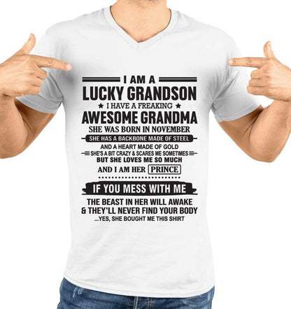 NOVEMBER - I AM A LUCKY GRANDSON I HAVE A FREAKING AWESOME GRANDMA - FROM GRANDMA - TLEE11 (SKU11-29-11)