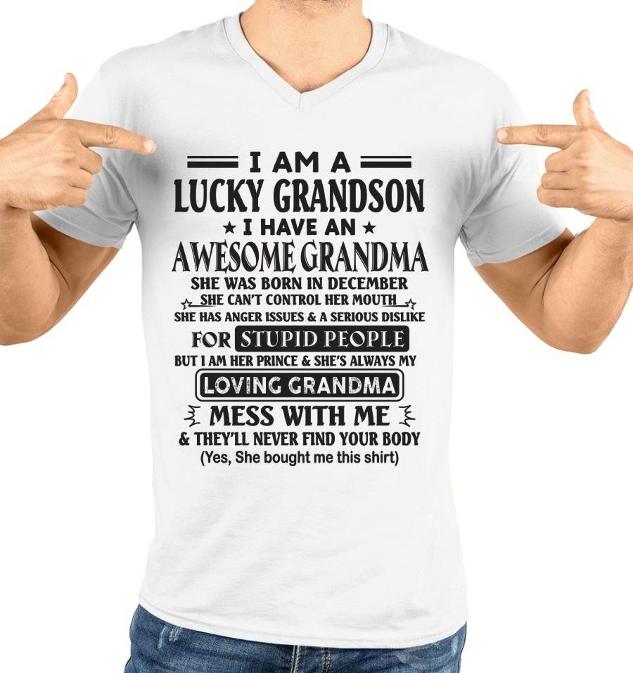 DECEMBER - I AM A LUCKY GRANDSON I HAVE AN AWESOME GRANDMA - FROM GRANDMA - TLEE12 (SKU12-40-12)
