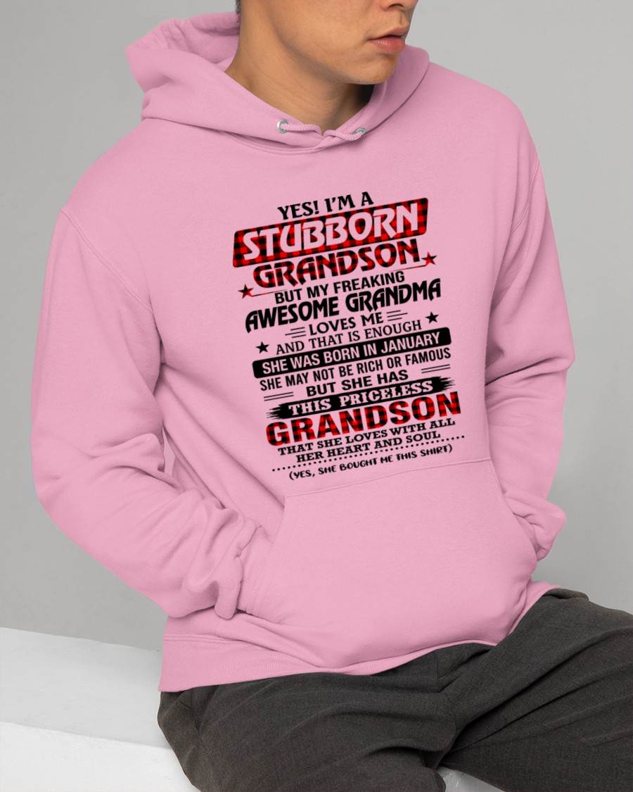 JANUARY - STUBBORN GRANDSON GRANDMA SHIRT - FROM GRANDMA - TLEE01 (SKU2608-86-01)