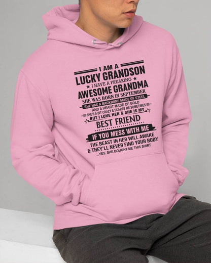 SEPTEMBER - I AM A LUCKY GRANDSON I HAVE A FREAKING AWESOME GRANDMA - FROM GRANDMA - TLEE09 (SKU2603-05-09)